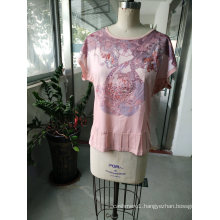 Summer Lovely Pink Casual Women′ T-Shirt Clothes